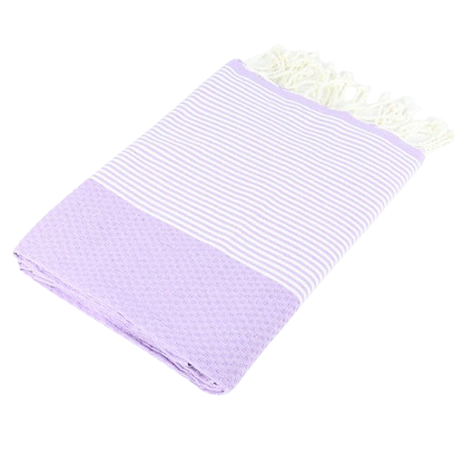 🏷️ Fouta Nid d’Abeille Petite Rayure – couleur mauve. fouta disponible en france