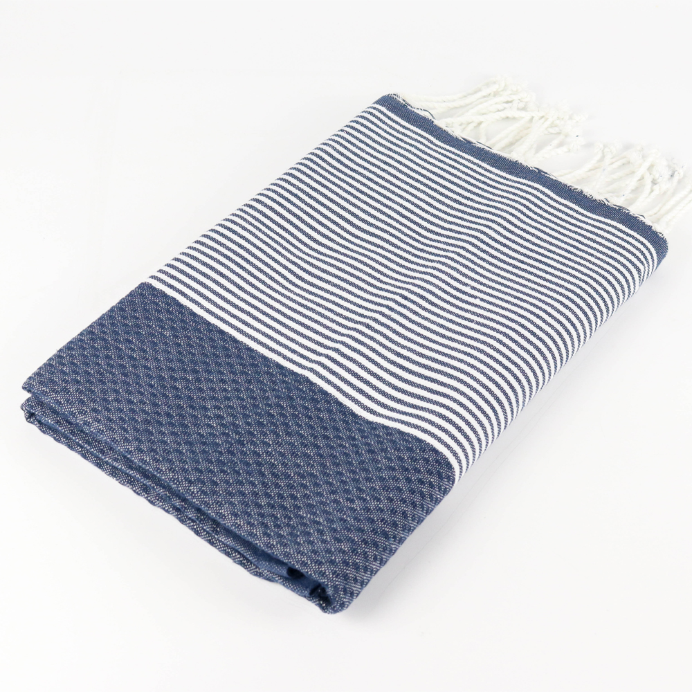 fouta Nid dabeille petite rayure bleu fonce31 fouta Nid dabeille petite rayure bleu fonce31