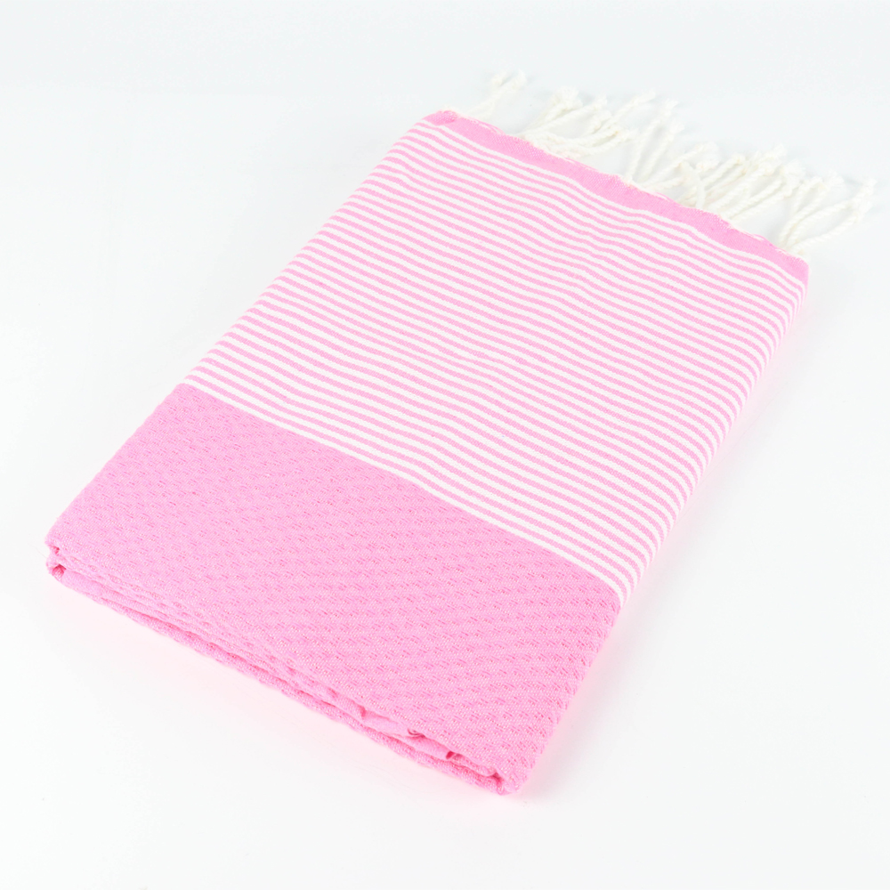 fouta Nid dabeille petite rayure rose 267 fouta Nid dabeille petite rayure rose 267
